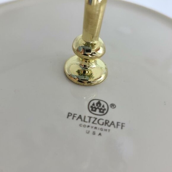 Vintage Pfaltzgraff Dish Christmas Heritage 2 Tier Tree White Green Gold Handle - Picture 7 of 7